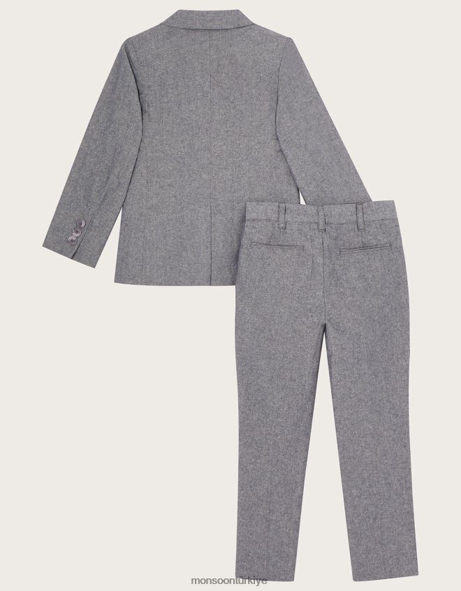 Monsoon erkek çocuk papyonlu beş parçalı takım elbise JH86BT2268 Giyim gri