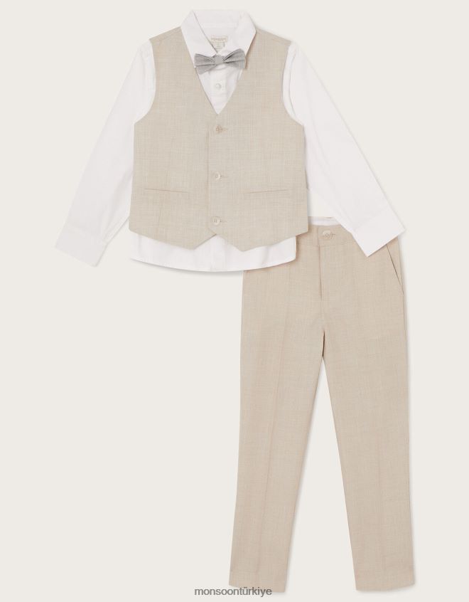 Monsoon erkek çocuk papyonlu dört parçalı takım elbise JH86BT2272 Giyim doğal taş)