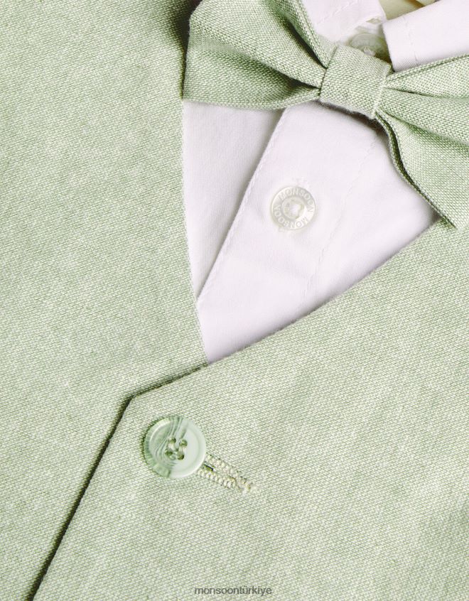 Monsoon erkek çocuk üç parçalı yelek, papyon ve kısa kollu gömlek takımı JH86BT2277 Giyim yeşil