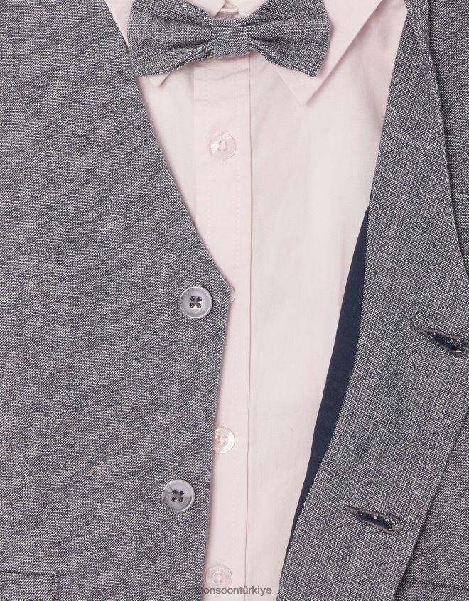 Monsoon erkek çocuk üç parçalı yelek ve gömlek takımı JH86BT2263 Giyim gri