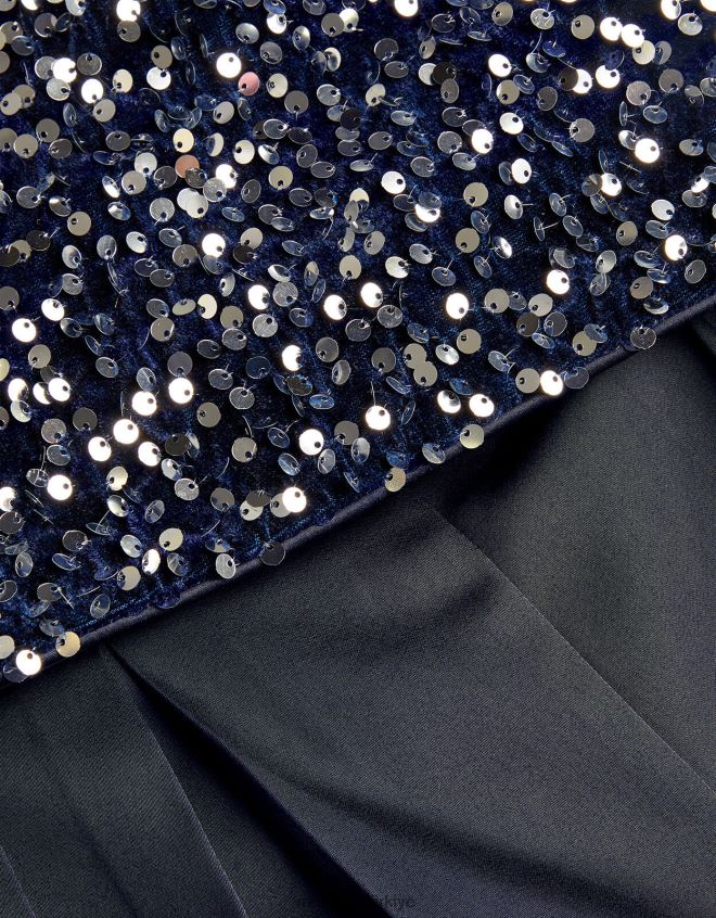 Monsoon kız Isabella pullu üst ve saten pantolon takımı JH86BT2409 Giyim Mavi Donanma)