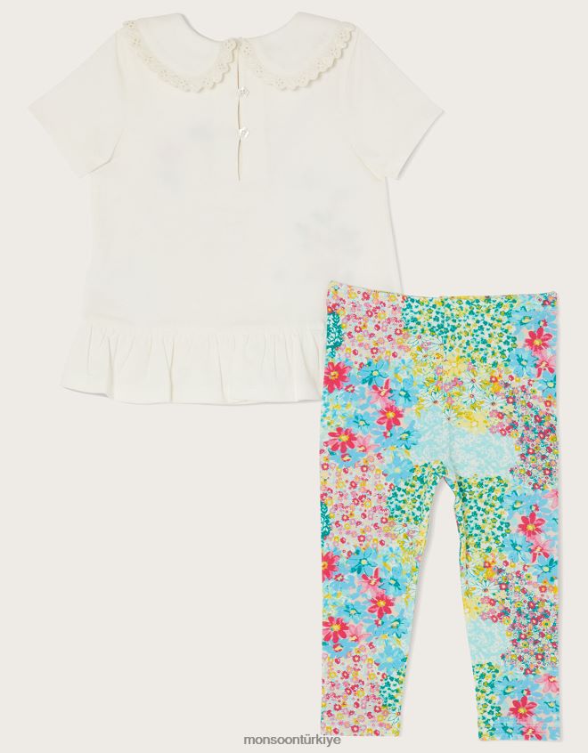 Monsoon kız baby bee çiçekli üst ve tayt takımı JH86BT2134 Giyim çok