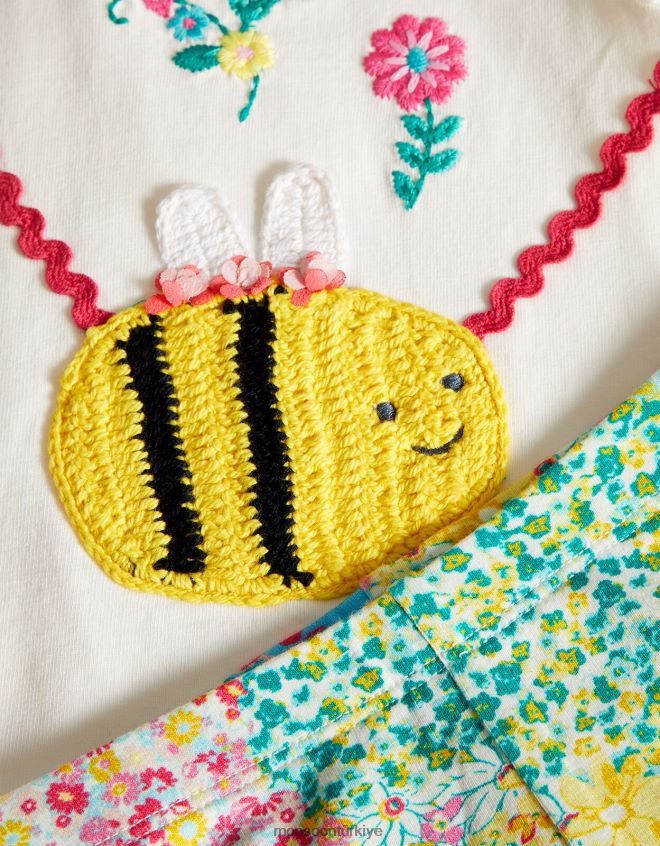 Monsoon kız baby bee çiçekli üst ve tayt takımı JH86BT2134 Giyim çok