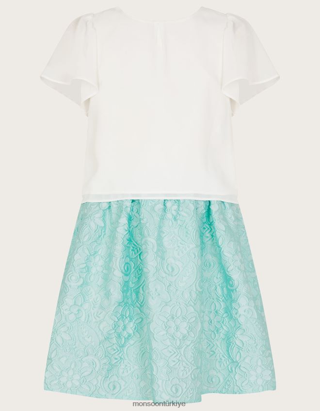 Monsoon kız jakarlı etek ve uçuşan üst takım JH86BT1786 Giyim yeşil