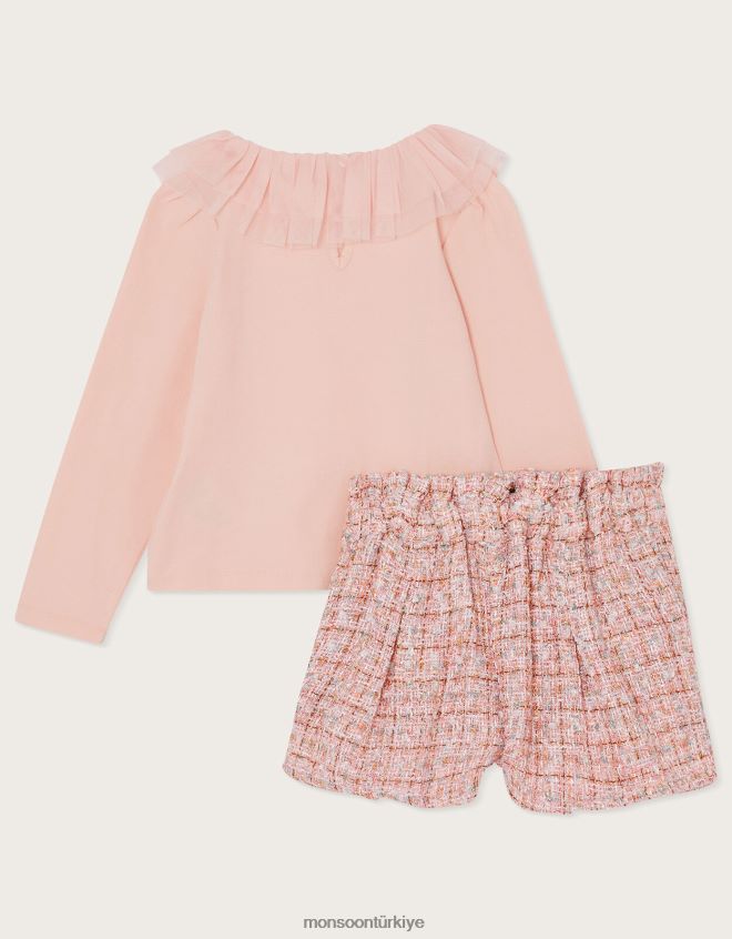 Monsoon kız üst ve tüvit şort takımı JH86BT1715 Giyim pembe