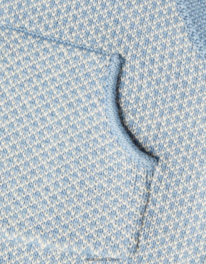 Monsoon çocuklar karışık örgü tulum ve bere takımı JH86BT2234 Giyim mavi