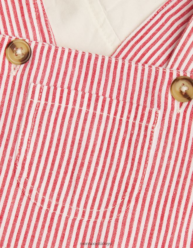 Monsoon çocuklar yenidoğan çizgili tulum ve gömlek takımı JH86BT2273 Giyim kırmızı