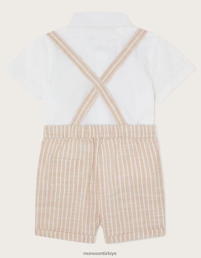 Monsoon çocuklar yenidoğan sammy çizgili diş teli kısa set JH86BT2284 Giyim doğal taş)