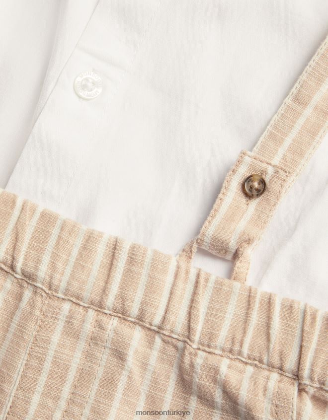 Monsoon çocuklar yenidoğan sammy çizgili diş teli kısa set JH86BT2284 Giyim doğal taş)