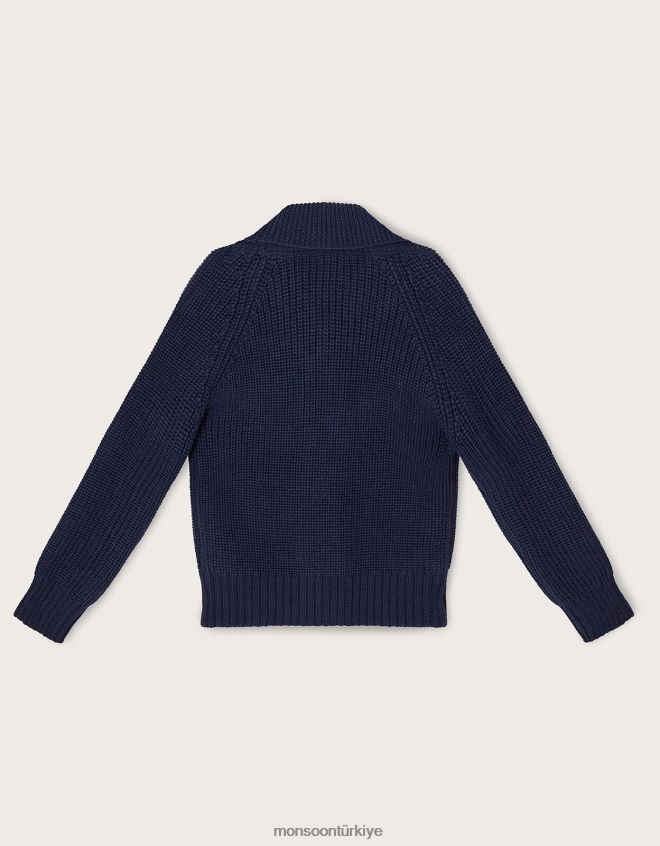 Monsoon erkek çocuk şal ​​yaka hırka JH86BT2227 Giyim Mavi Donanma)