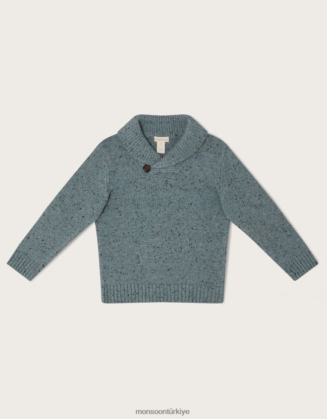 Monsoon erkek çocuk şal ​​yaka kazak JH86BT2240 Giyim yeşil