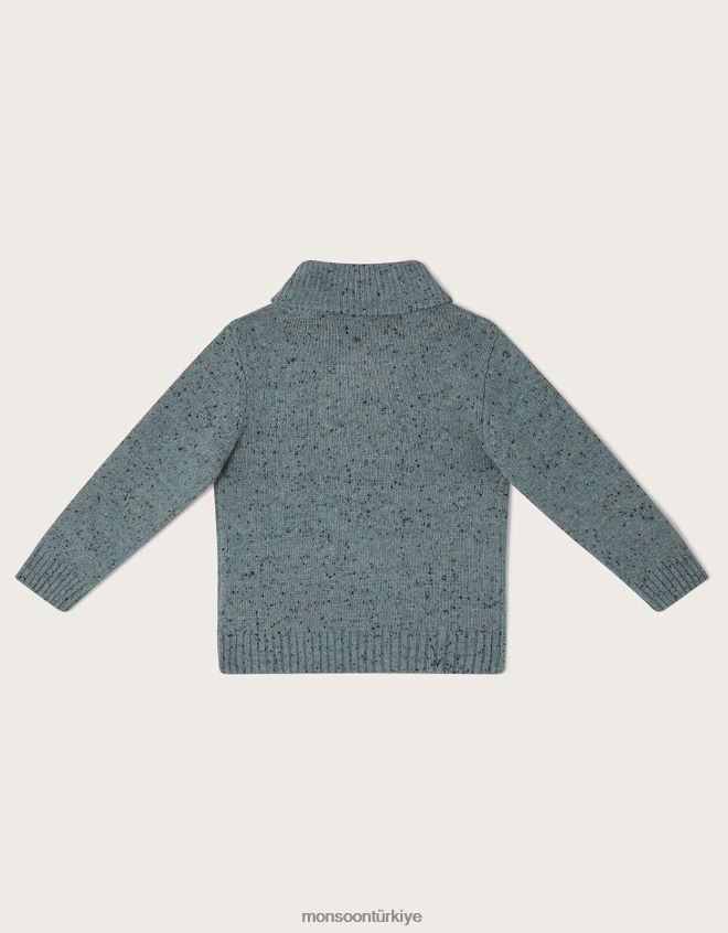 Monsoon erkek çocuk şal ​​yaka kazak JH86BT2240 Giyim yeşil