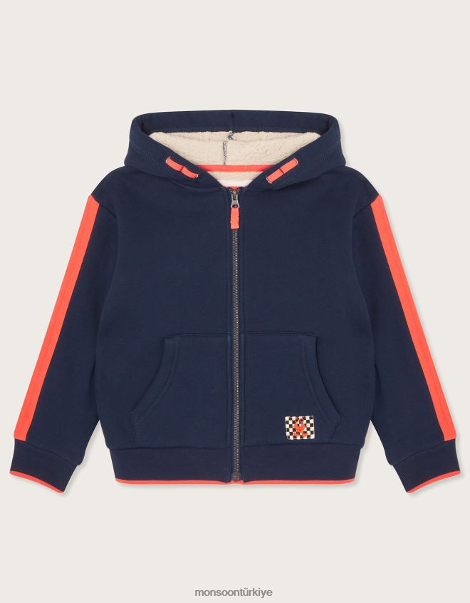 Monsoon erkek çocuk borg astarlı fermuarlı kapüşonlu üst JH86BT2208 Giyim Mavi Donanma)