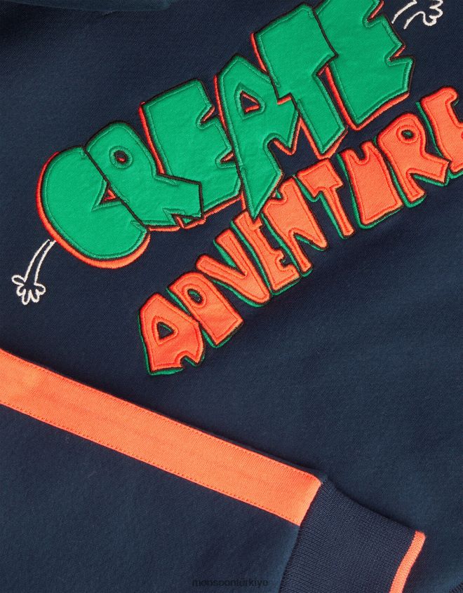 Monsoon erkek çocuk borg astarlı fermuarlı kapüşonlu üst JH86BT2208 Giyim Mavi Donanma)