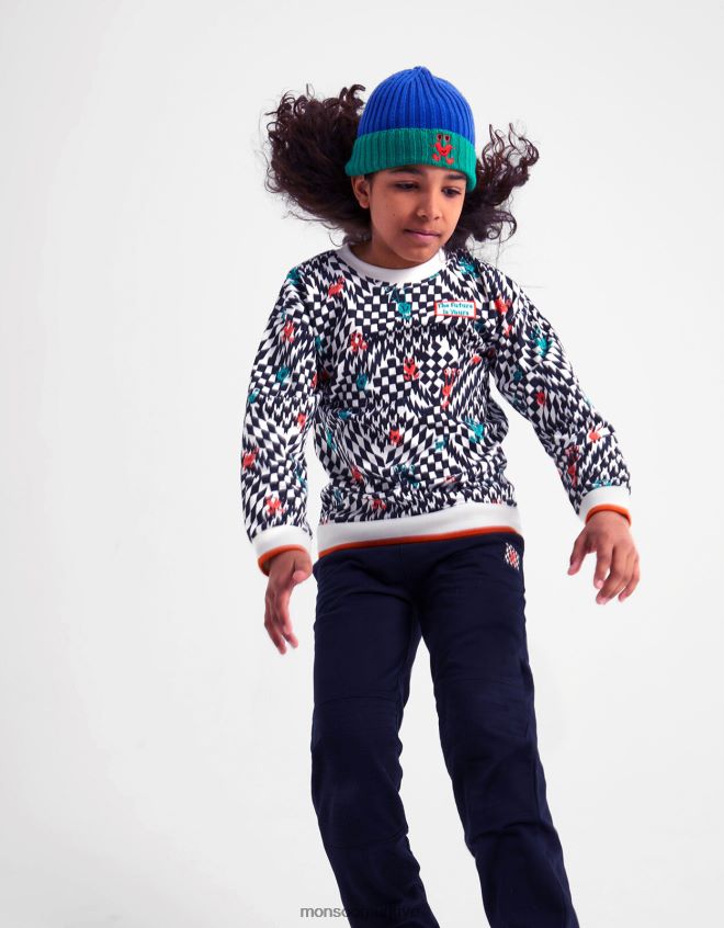 Monsoon erkek çocuk canavar desenli patenci sweatshirt JH86BT2201 Giyim fildişi