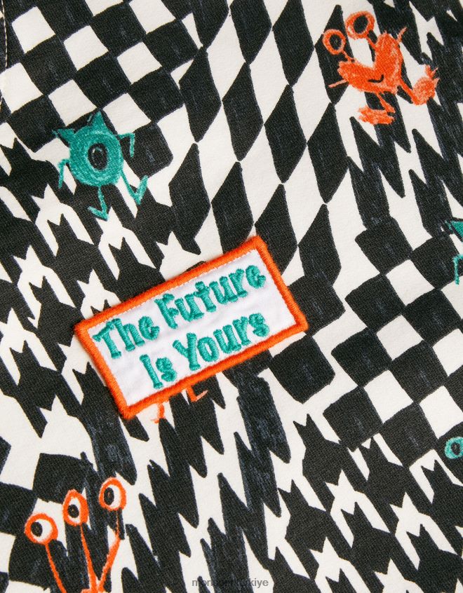 Monsoon erkek çocuk canavar desenli patenci sweatshirt JH86BT2201 Giyim fildişi