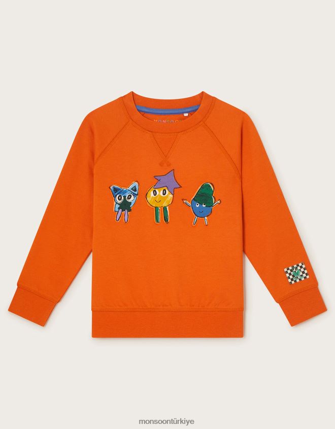 Monsoon erkek çocuk canavar mürettebat boyunlu kazak JH86BT2189 Giyim turuncu