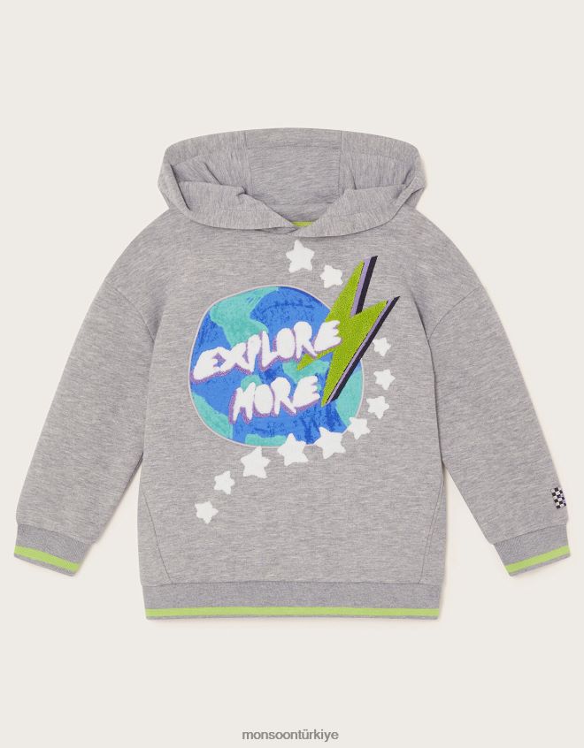 Monsoon erkek çocuk daha fazla büyük boy kapüşonlu üstünü keşfet JH86BT1661 Giyim gri