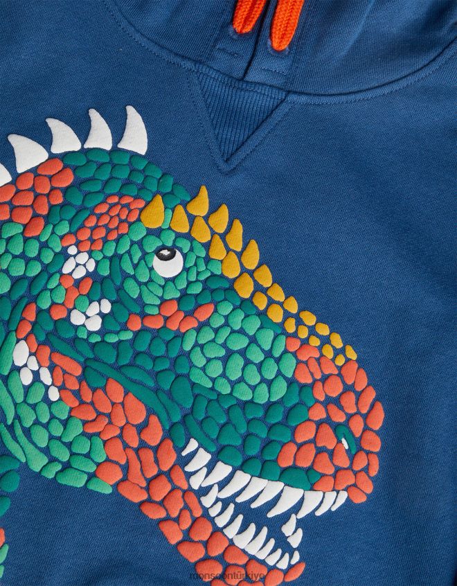 Monsoon erkek çocuk dinozor kapşonlu JH86BT2253 Giyim Mavi Donanma)