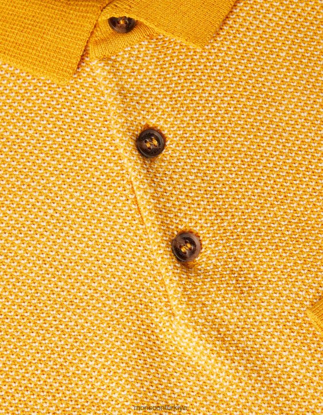 Monsoon erkek çocuk karışık örgü polo sweatshirt JH86BT2236 Giyim sarı hardal)