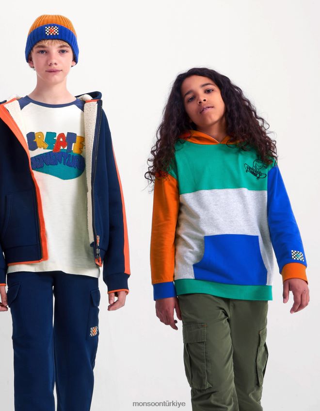 Monsoon erkek çocuk renk bloklu kapüşonlu üst JH86BT2207 Giyim çok
