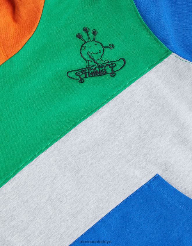 Monsoon erkek çocuk renk bloklu kapüşonlu üst JH86BT2207 Giyim çok