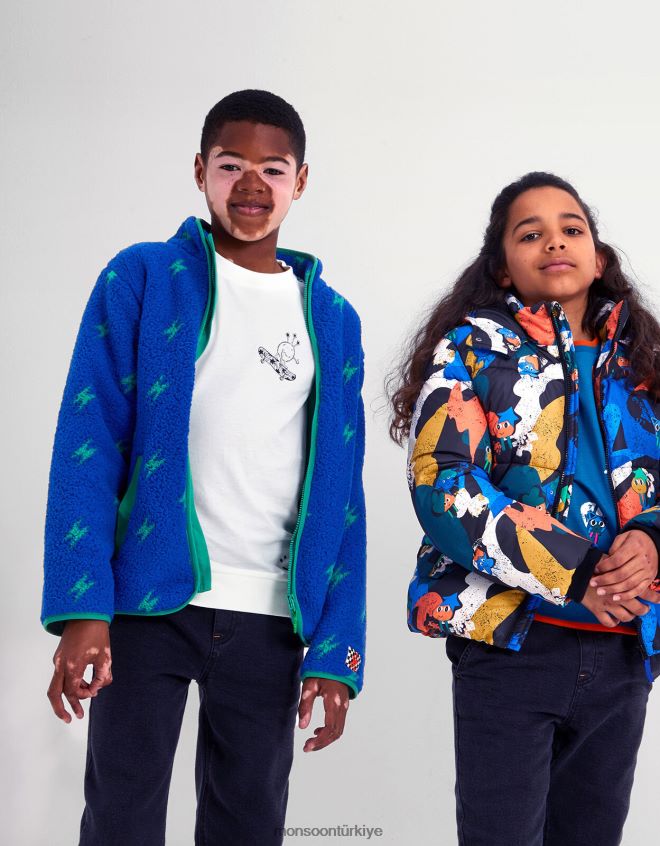 Monsoon erkek çocuk yıldırım cıvata polar JH86BT2205 Giyim mavi