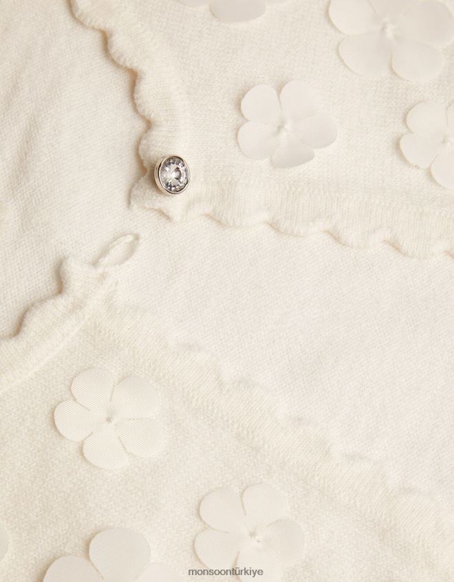 Monsoon kız 3 boyutlu petal hırka JH86BT1611 Giyim fildişi