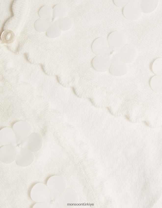 Monsoon kız 3 boyutlu petal hırka JH86BT1917 Giyim fildişi