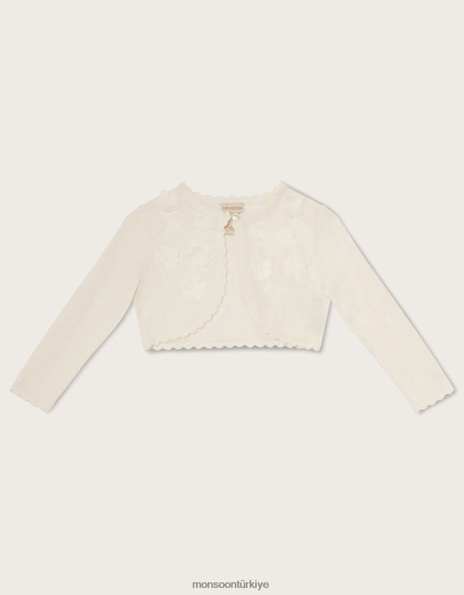 Monsoon kız 3d yapraklı bebek hırkası JH86BT2053 Giyim fildişi