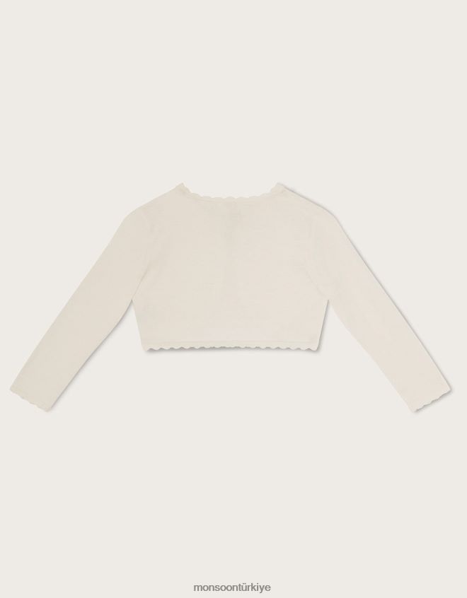 Monsoon kız 3d yapraklı bebek hırkası JH86BT2053 Giyim fildişi