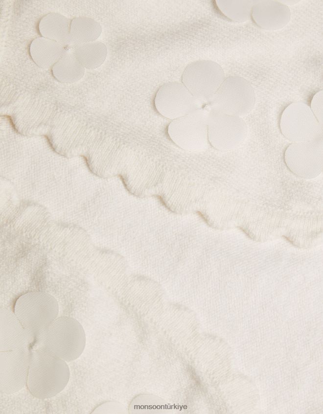 Monsoon kız 3d yapraklı bebek hırkası JH86BT2053 Giyim fildişi