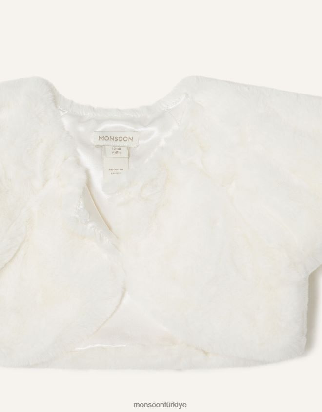 Monsoon kız bebek suni kürk omuz silkme JH86BT2156 Giyim fildişi