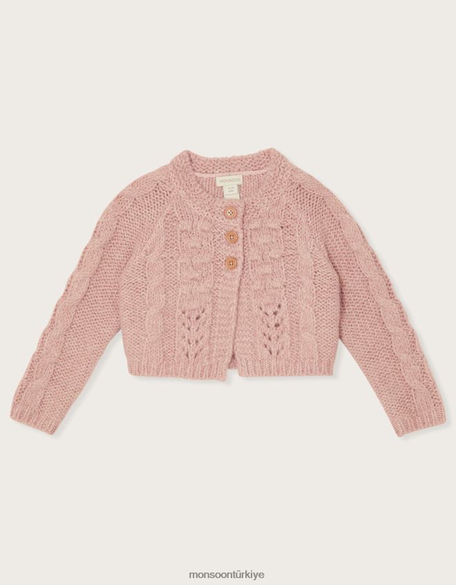 Monsoon kız bebek tıknaz bobble hırka JH86BT2083 Giyim pembe (soluk pembe)