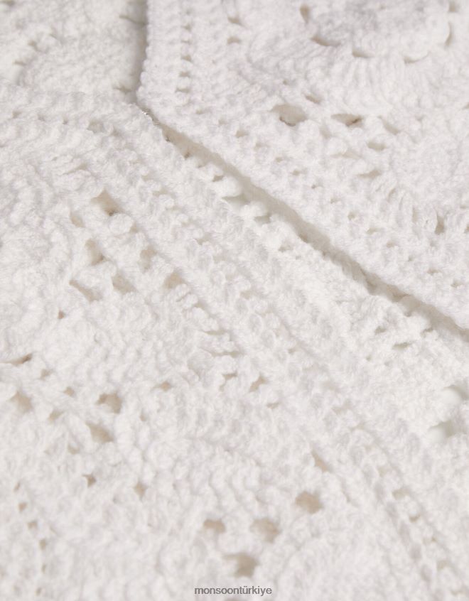 Monsoon kız butik tığ işi kısa yelek JH86BT1956 Giyim fildişi