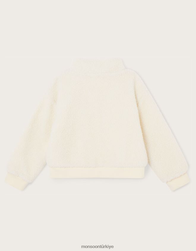 Monsoon kız elma borg ceket JH86BT1649 Giyim fildişi