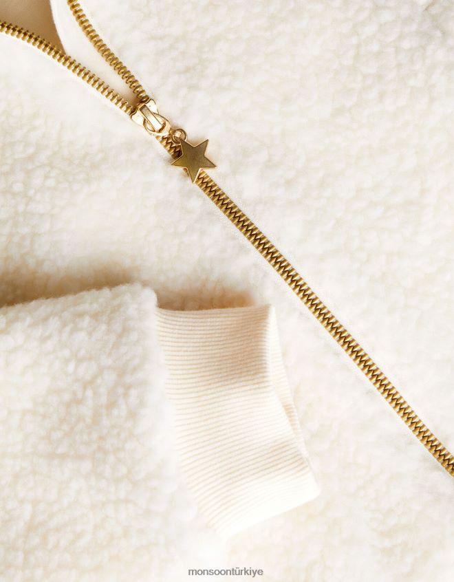 Monsoon kız elma borg ceket JH86BT1649 Giyim fildişi