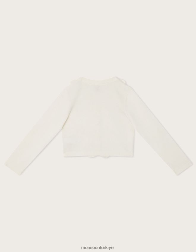 Monsoon kız fırfırlı pullu hırka JH86BT1580 Giyim fildişi