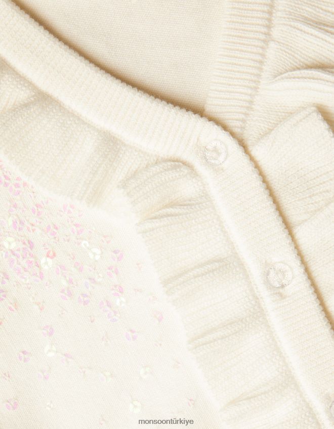 Monsoon kız fırfırlı pullu hırka JH86BT1580 Giyim fildişi