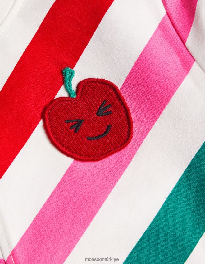 Monsoon kız gökkuşağı çizgili sıfır yaka kazak JH86BT1645 Giyim mavi