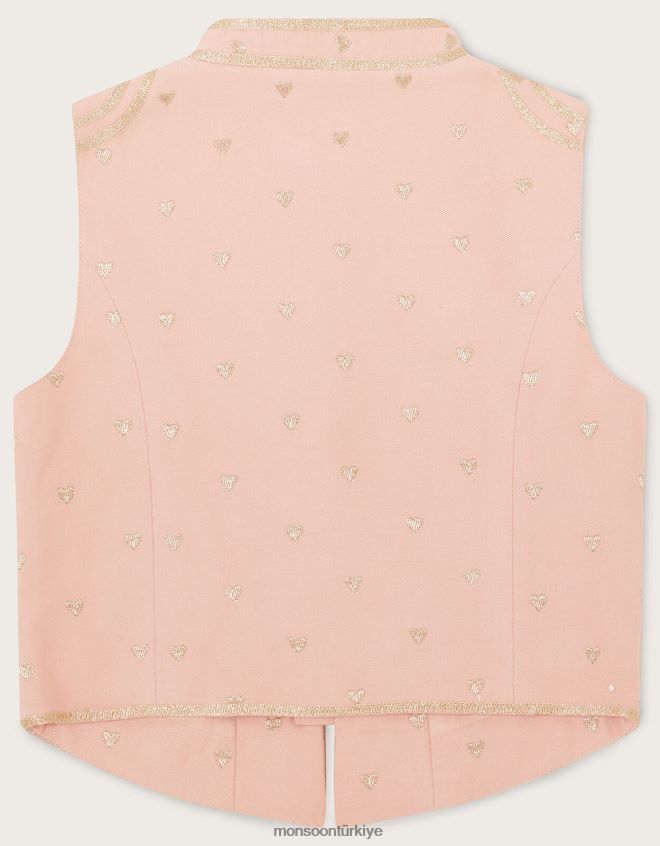 Monsoon kız harikalar diyarı işlemeli kalp davulcu yeleği JH86BT1826 Giyim pembe