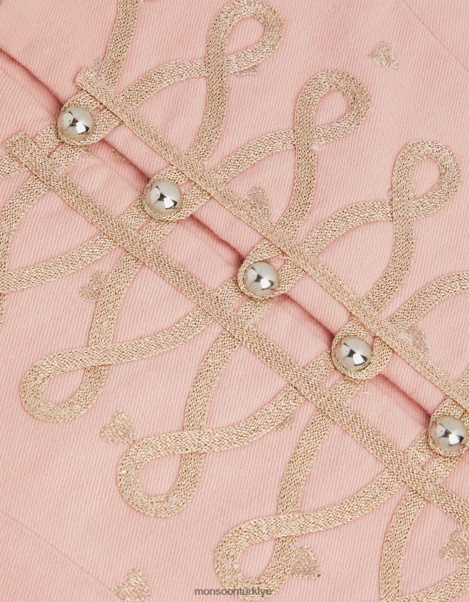 Monsoon kız harikalar diyarı işlemeli kalp davulcu yeleği JH86BT1826 Giyim pembe