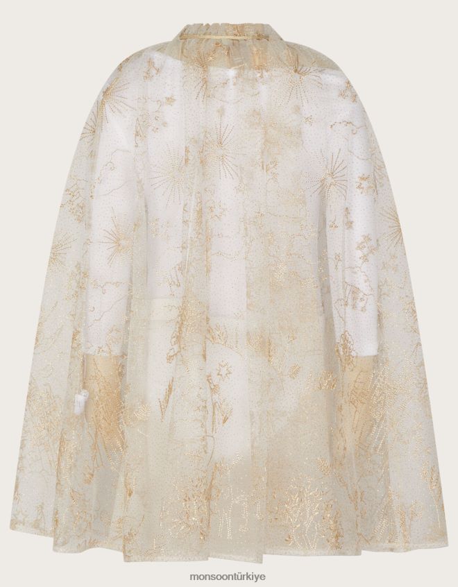 Monsoon kız harikalar diyarı işlemeli uzun pelerin JH86BT1840 Giyim altın