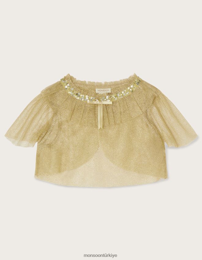 Monsoon kız harikalar diyarı kısa tül pelerin ceket JH86BT1845 Giyim altın