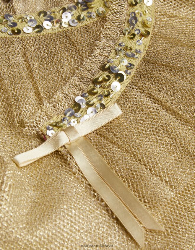 Monsoon kız harikalar diyarı kısa tül pelerin ceket JH86BT1845 Giyim altın