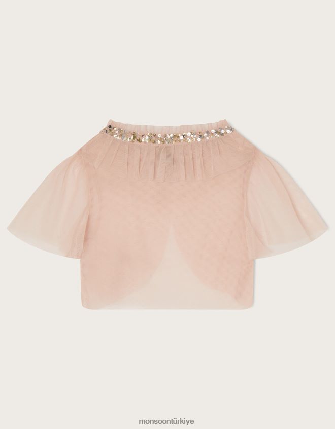 Monsoon kız harikalar diyarı kısa tül pelerin ceket JH86BT1877 Giyim pembe