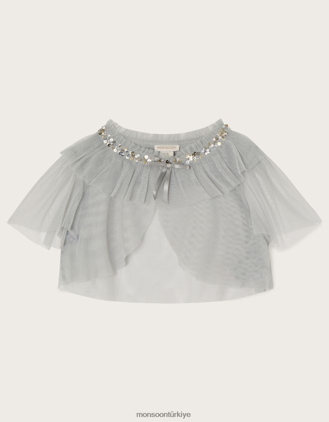 Monsoon kız harikalar diyarı kısa tül pelerin ceket JH86BT1878 Giyim gri