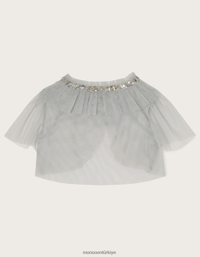 Monsoon kız harikalar diyarı kısa tül pelerin ceket JH86BT1878 Giyim gri