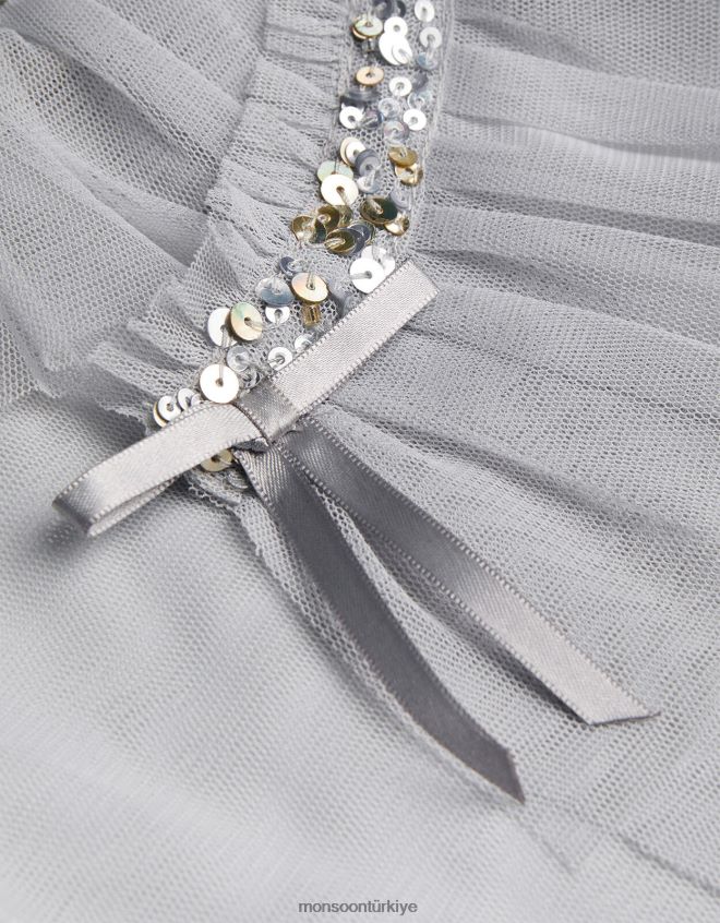 Monsoon kız harikalar diyarı kısa tül pelerin ceket JH86BT1878 Giyim gri