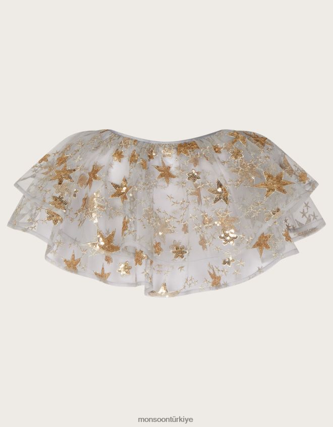 Monsoon kız harikalar diyarı süperstarı süslenmiş kısa pelerin JH86BT1835 Giyim gri